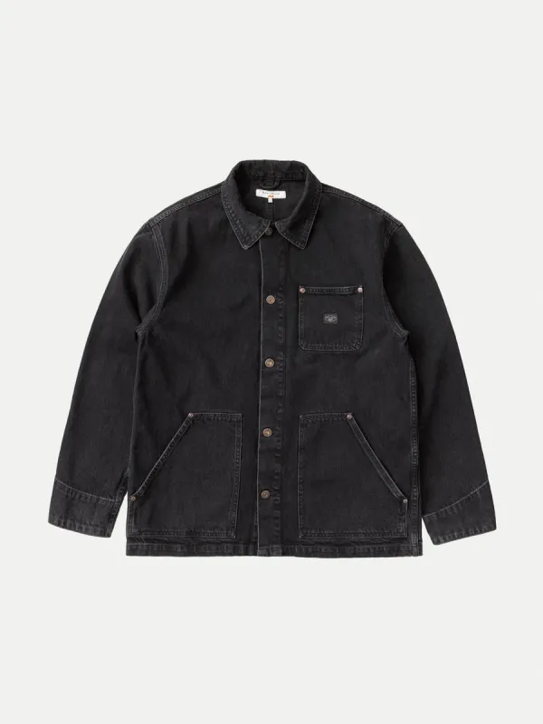【Nudie Jeans】Carson Chore Jacket Black Hole 復古石洗 丹寧 工裝牛仔夾克 sold by Blue Beach Denim