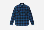 【3sixteen】Crosscut Flannel - Indigo Buffalo Plaid / 特殊剪裁厚磅法蘭絨襯衫 藍染 sold by Blue Beach Denim
