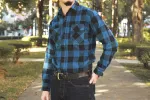 【3sixteen】Crosscut Flannel - Indigo Buffalo Plaid / 特殊剪裁厚磅法蘭絨襯衫 藍染 sold by Blue Beach Denim