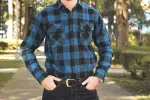【3sixteen】Crosscut Flannel - Indigo Buffalo Plaid / 特殊剪裁厚磅法蘭絨襯衫 藍染 sold by Blue Beach Denim