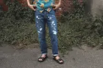 【Nudie Jeans】Steady Eddie II Stitched Blue 13oz 手縫感破壞補釘高腰修身錐形牛仔褲 sold by Blue Beach Denim