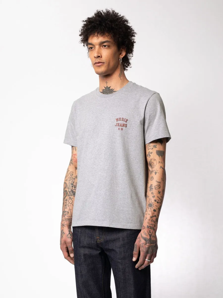 【Nudie Jeans】Roy Logo Tee Greymelange 有機公平貿易棉 logo T sold by Blue Beach Denim product image thumbnail 4