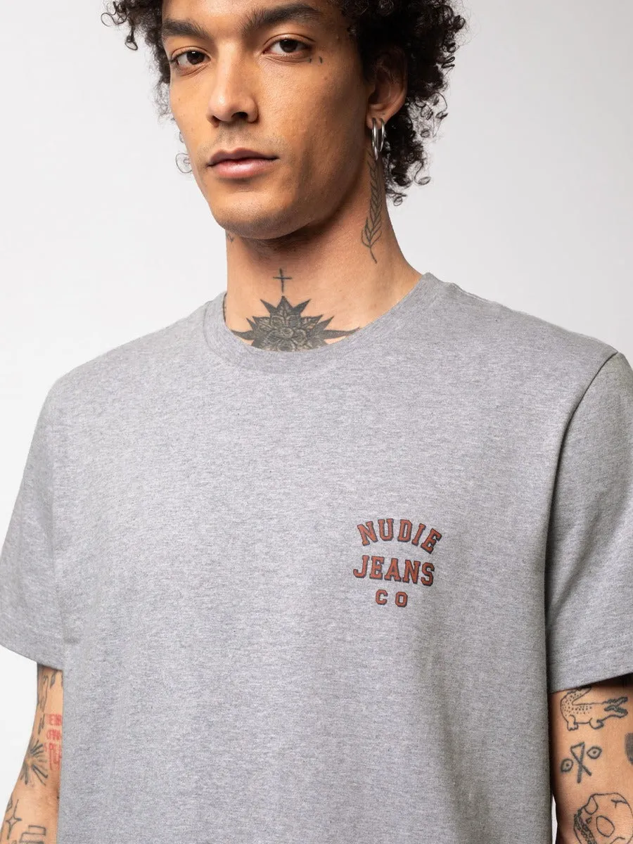 【Nudie Jeans】Roy Logo Tee Greymelange 有機公平貿易棉 logo T sold by Blue Beach Denim product image thumbnail 3