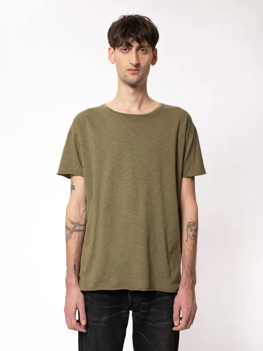【Nudie Jeans】Roger Slub Faded Green/竹節感寬鬆素T sold by Blue Beach Denim product image thumbnail 5