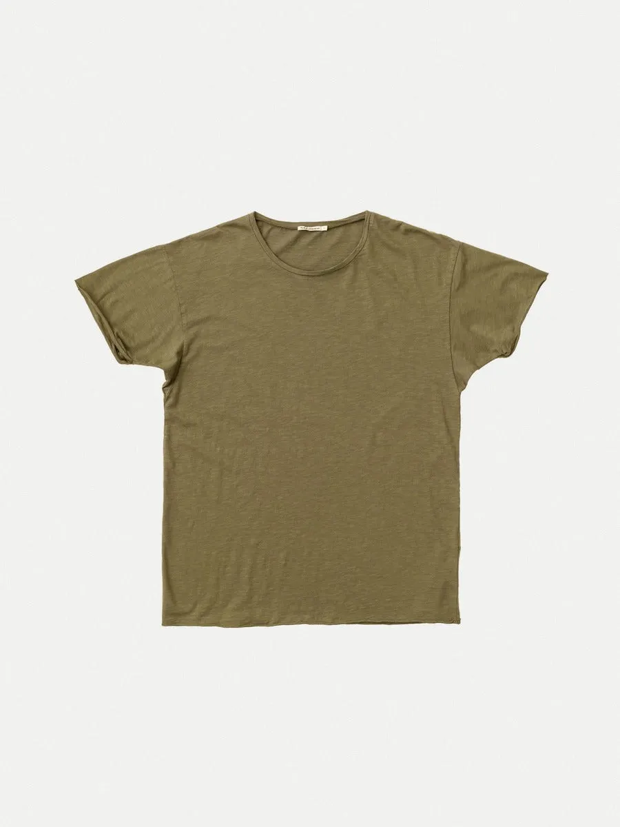 【Nudie Jeans】Roger Slub Faded Green/竹節感寬鬆素T sold by Blue Beach Denim