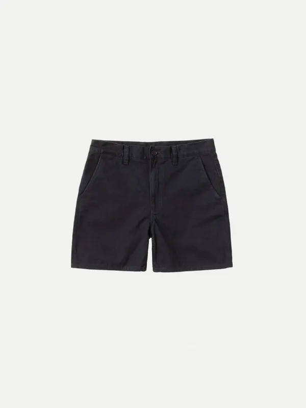 【Nudie Jeans】Luke Shorts Solid Faded Navy／9.5oz／有機棉 斜紋卡其短褲 sold by Blue Beach Denim