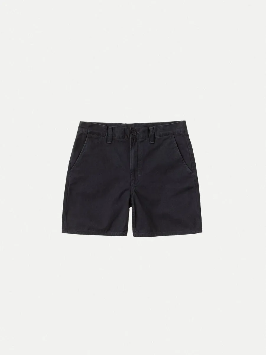 【Nudie Jeans】Luke Shorts Solid Faded Navy 9.5oz 有機棉斜紋卡其短褲 sold by Blue Beach Denim