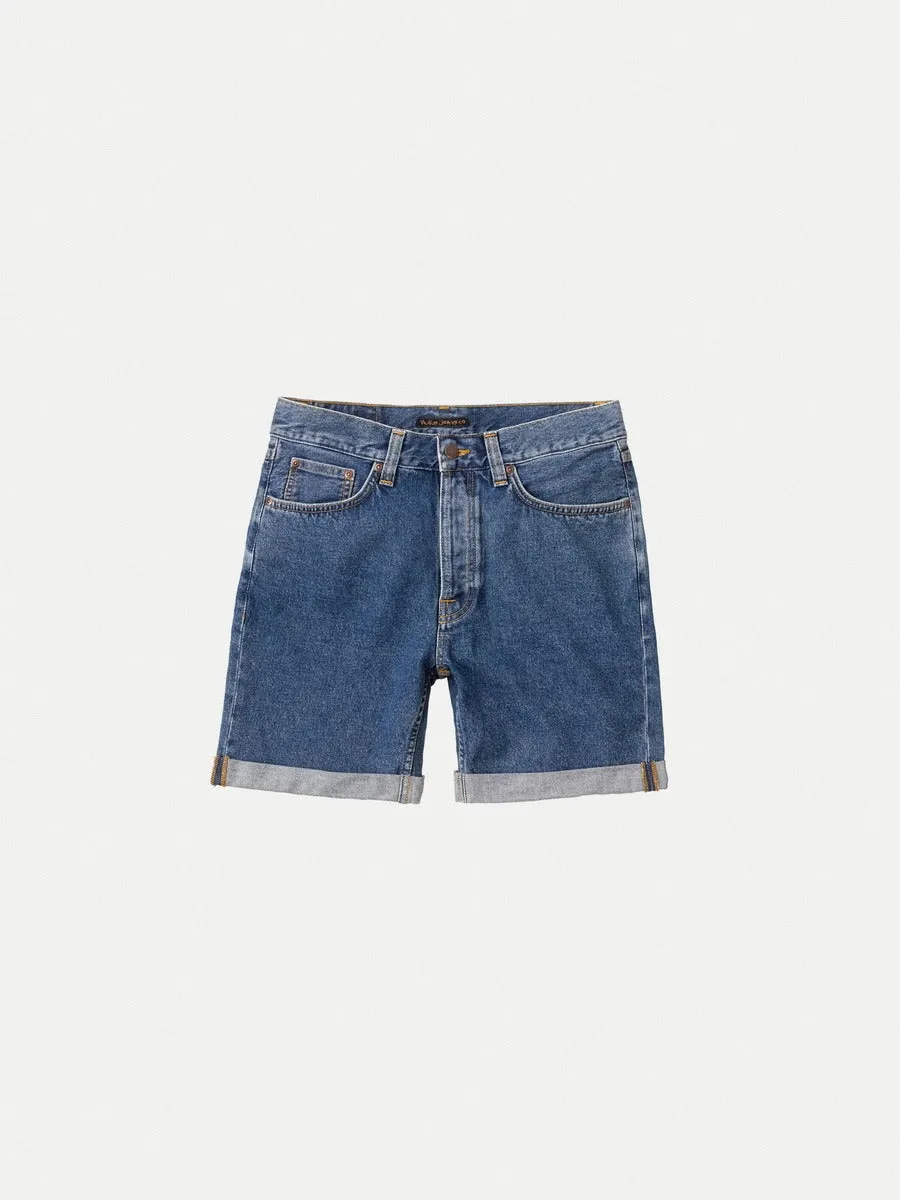 【Nudie Jeans】Josh Shorts 90s Stone Denim 12.75oz/有機回收再生棉 復古石洗短褲 sold by Blue Beach Denim