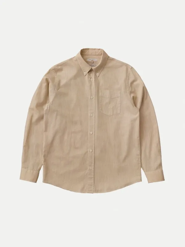 【Nudie Jeans】Chuck BD Summer Breeze Cream 夏日竹節感襯衫 sold by Blue Beach Denim