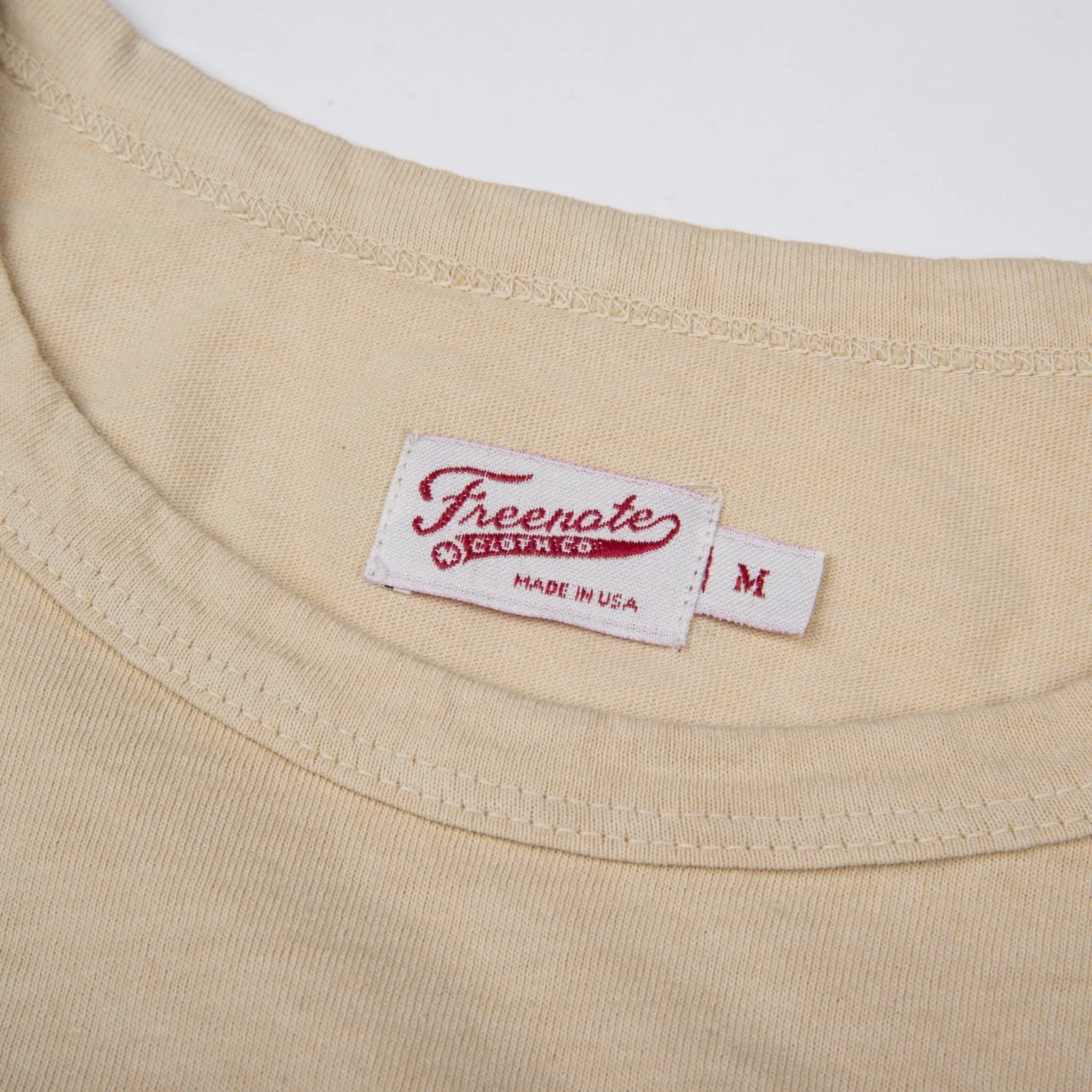 【Freenote】9 Ounce pocket t-shirt cream/奶油黃成衣染口袋素T sold by Blue Beach Denim product image thumbnail 3