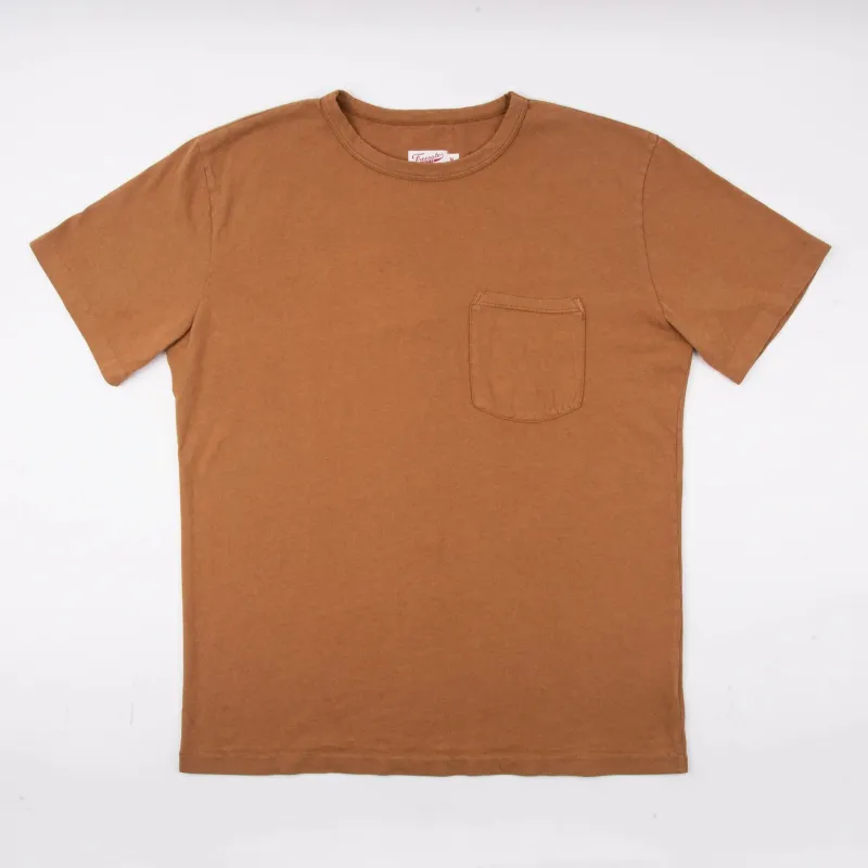 【Freenote】9 Ounce Pocket T-shirt Tobacco/焦糖色成衣染口袋素T sold by Blue Beach Denim