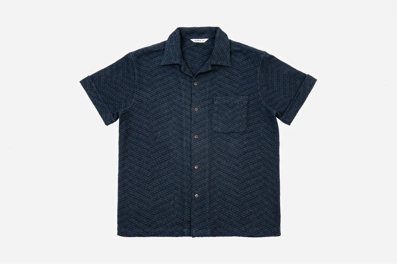 【3sixteen】Vacation Shirt Black Overdye Jacquard / 過染休閒度假襯衫 sold by Blue Beach Denim