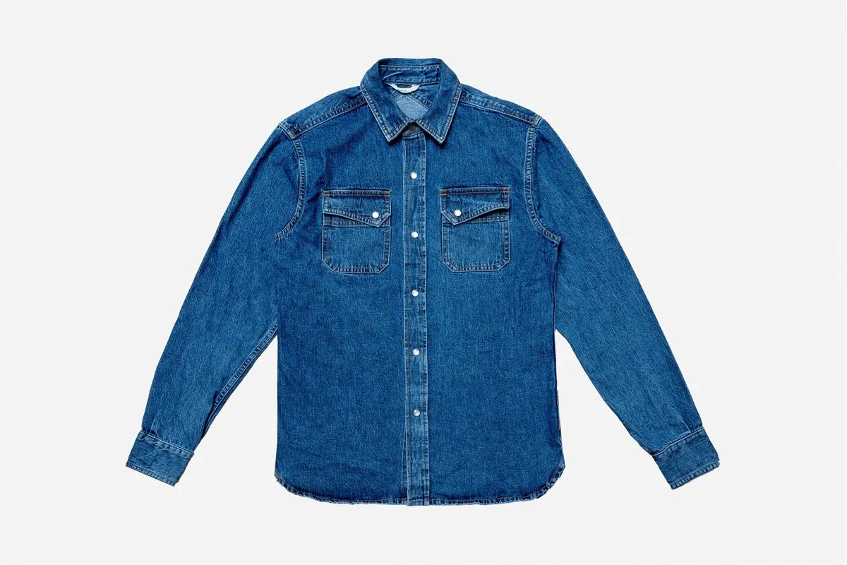 【3sixteen】Crosscut Western Stonewashed Denim 10oz / 美製復古石洗 赤耳西部襯衫 sold by Blue Beach Denim