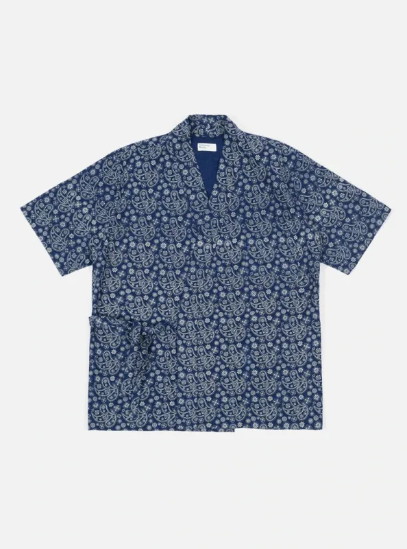 【Universal Works】S/S Kyoto Shirt In Indigo Japanese Paisley／變形蟲藍染日式罩衫 sold by Blue Beach Denim