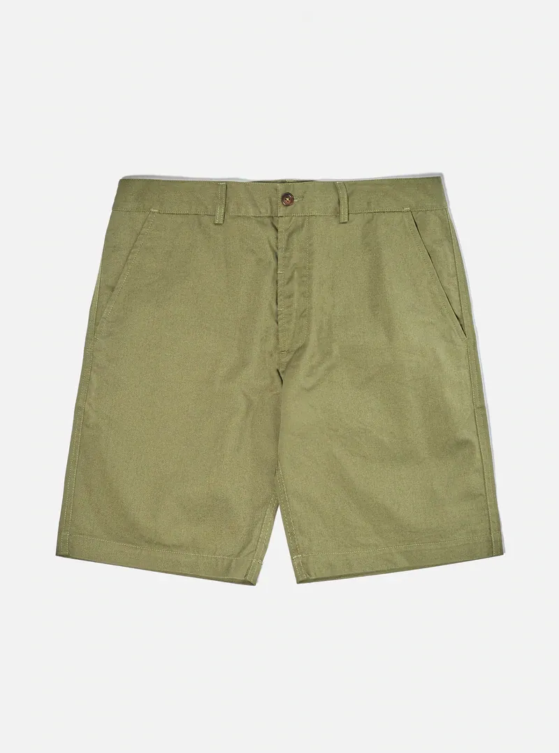 【Universal Works】Deck Short In Light Olive Twill/橄欖色甲板短褲 sold by Blue Beach Denim