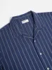 【Universal Works】Road Shirt In Navy Maui Stripe/海軍直條紋 50s開領短袖襯衫 sold by Blue Beach Denim