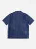【Universal Works】Road Shirt In Navy Maui Stripe/海軍直條紋 50s開領短袖襯衫 sold by Blue Beach Denim