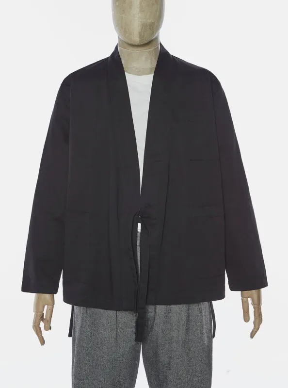 【Universal Works】Kyoto Work Jacket In Black Twill／黑色京都風和服罩衫 sold by Blue Beach Denim