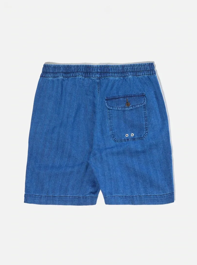 【Universal Works】Beach Short In Washed Indigo Herringbone Denim/水洗人字紋海灘短褲 sold by Blue Beach Denim product image thumbnail 2