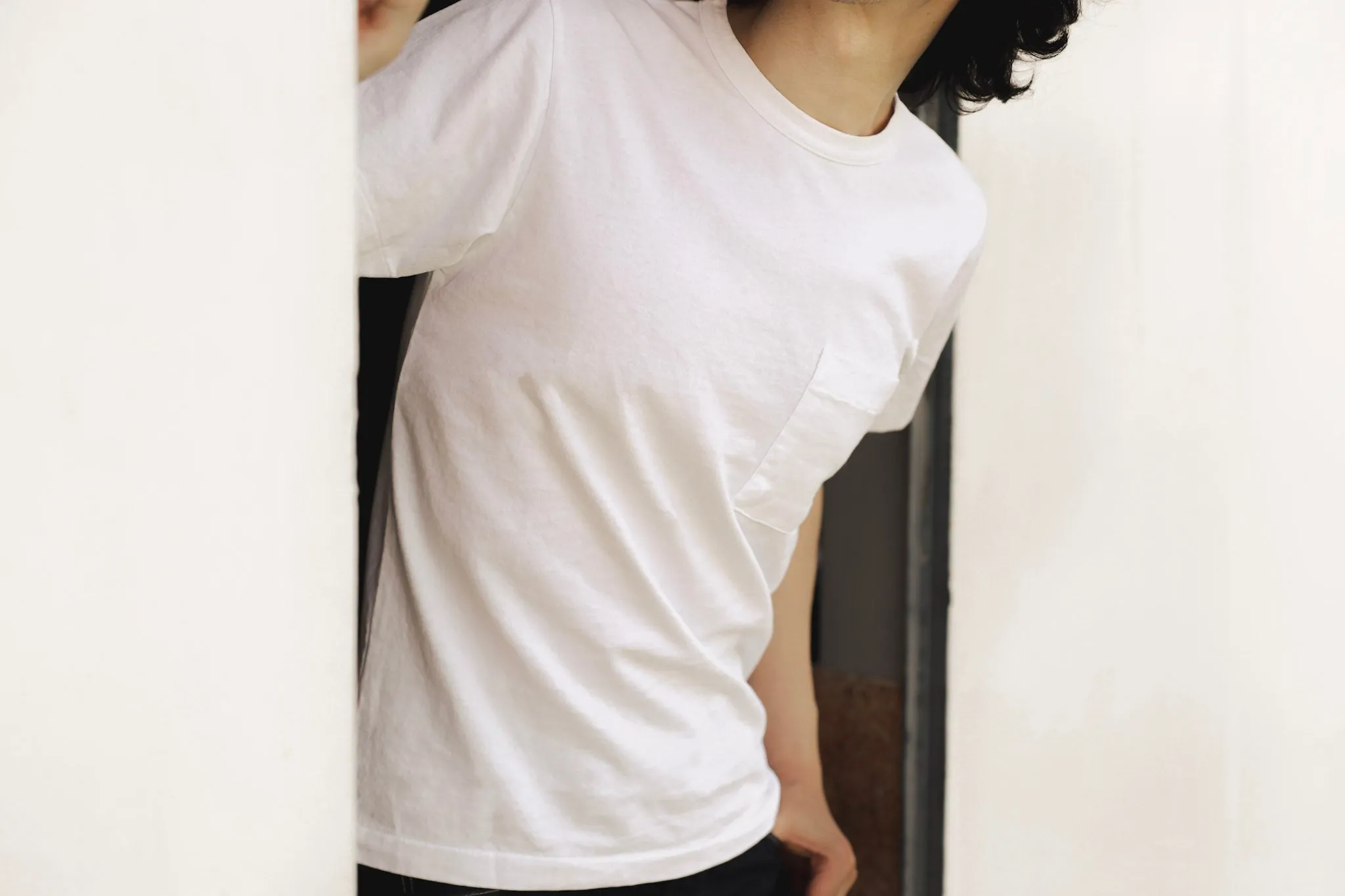 【Dehen 1920】Heavy Duty Tee - Single Pocket-Classic White / 老織機純棉白色口袋素T sold by Blue Beach Denim product image thumbnail 2