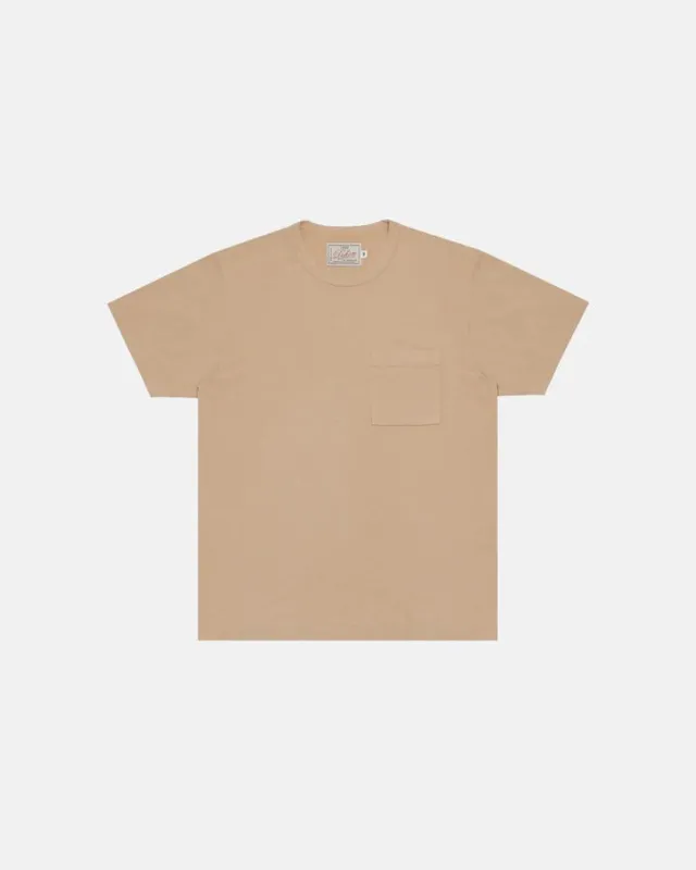 【Dehen 1920】Heavy Duty Tee - Single Pocket－Palomino / 老織機純棉米黃色口袋素T sold by Blue Beach Denim