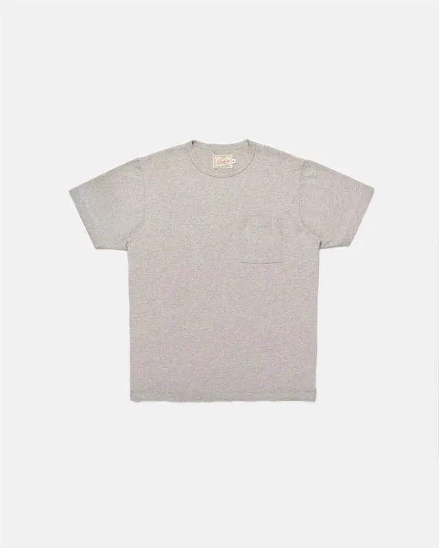 【Dehen 1920】Heavy Duty Tee - Single Pocket－Heather Grey / 老織機純棉灰色口袋素T sold by Blue Beach Denim
