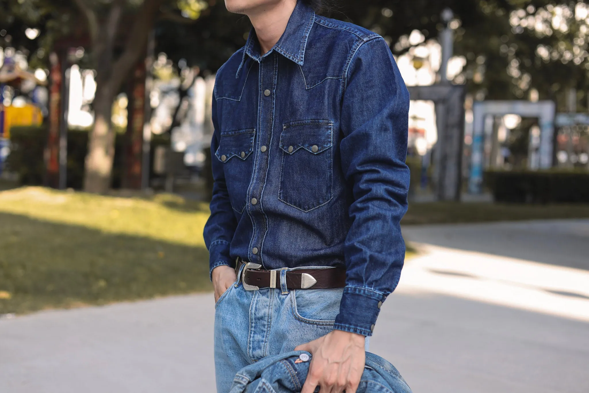 【Shangri-La Heritage】“Rodeo” Western Belt / 全粒面深咖啡茶芯牛皮牛仔競技西部皮帶 sold by Blue Beach Denim product image thumbnail 3