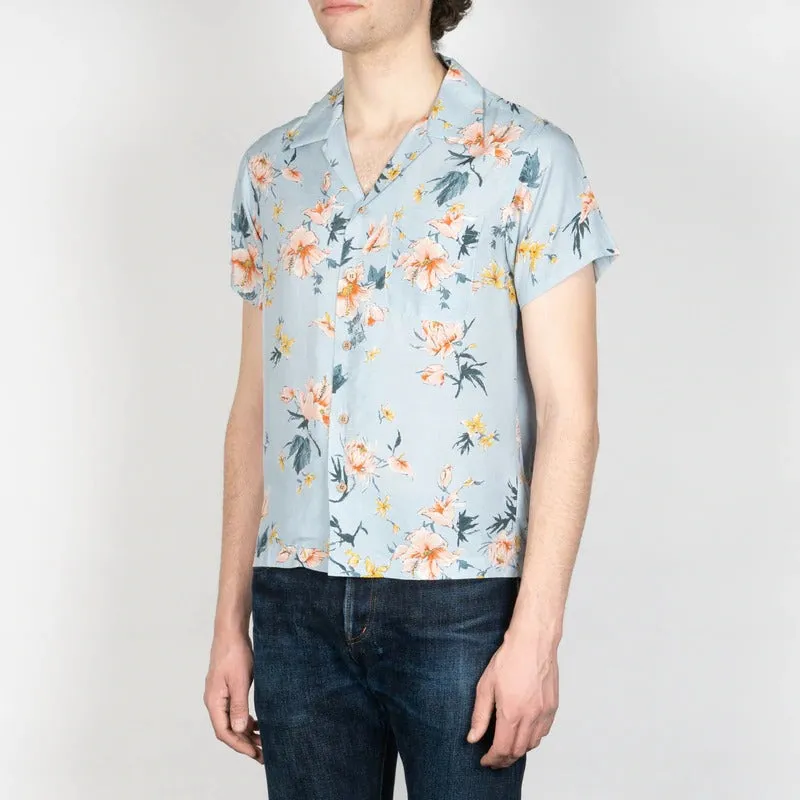 【Naked and Famous】Aloha Shirt Silky Flowers - Pale Blue/絲質夏威夷灰藍花襯衫 sold by Blue Beach Denim product image thumbnail 3