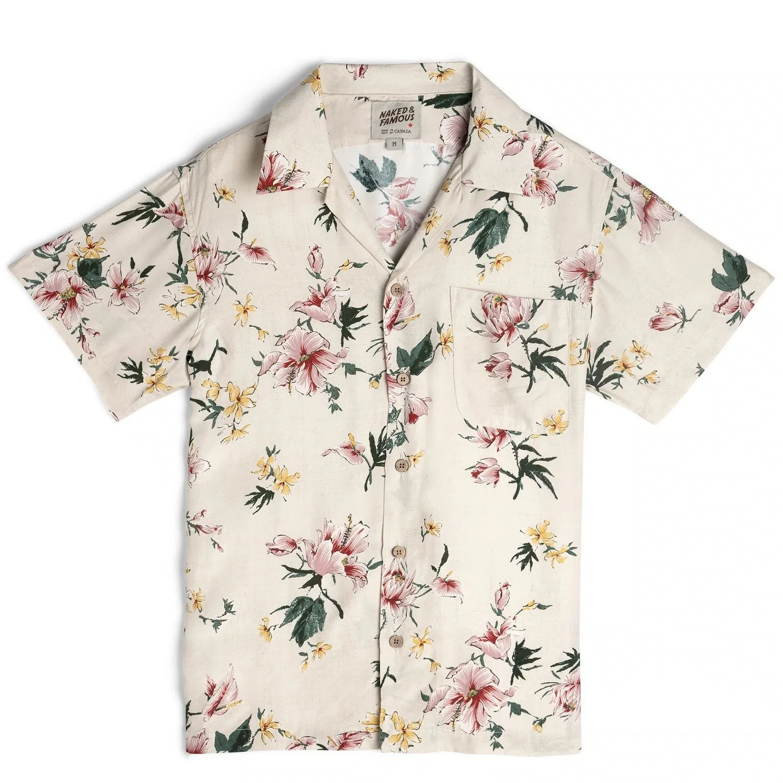 【Naked and Famous】Aloha Shirt Silky Flowers - Cream/絲質夏威夷米色花襯衫 sold by Blue Beach Denim