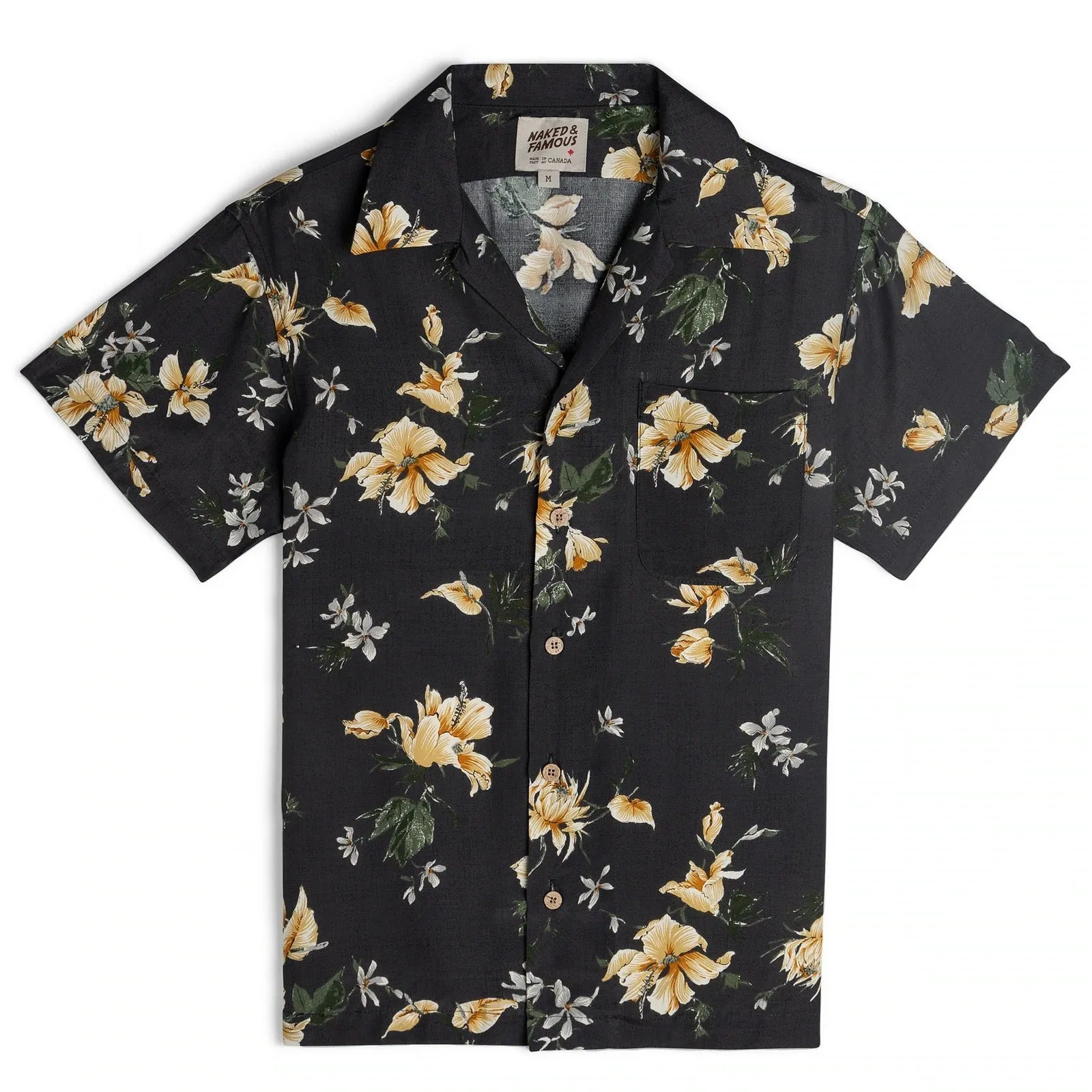 【Naked and Famous】Aloha Shirt Silky Flowers - Black/絲質夏威夷黑色花襯衫 sold by Blue Beach Denim