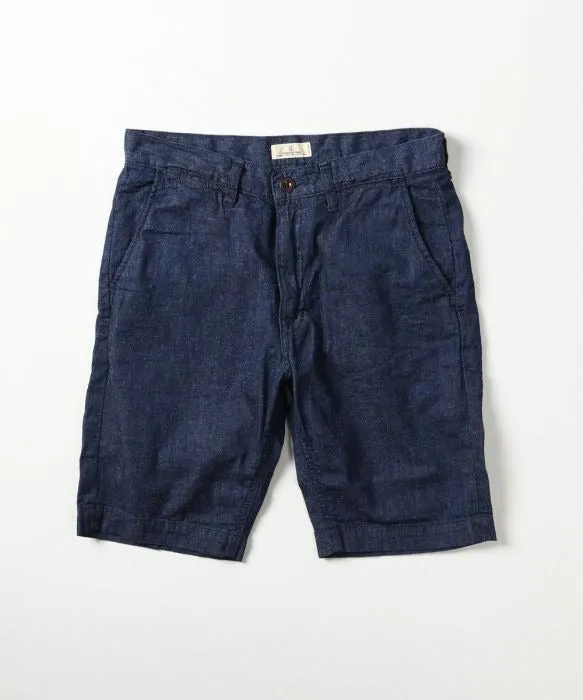 【Japan Blue Jeans】棉麻牛仔短褲 8oz LINEN DENIM KNEE SHORTS sold by Blue Beach Denim