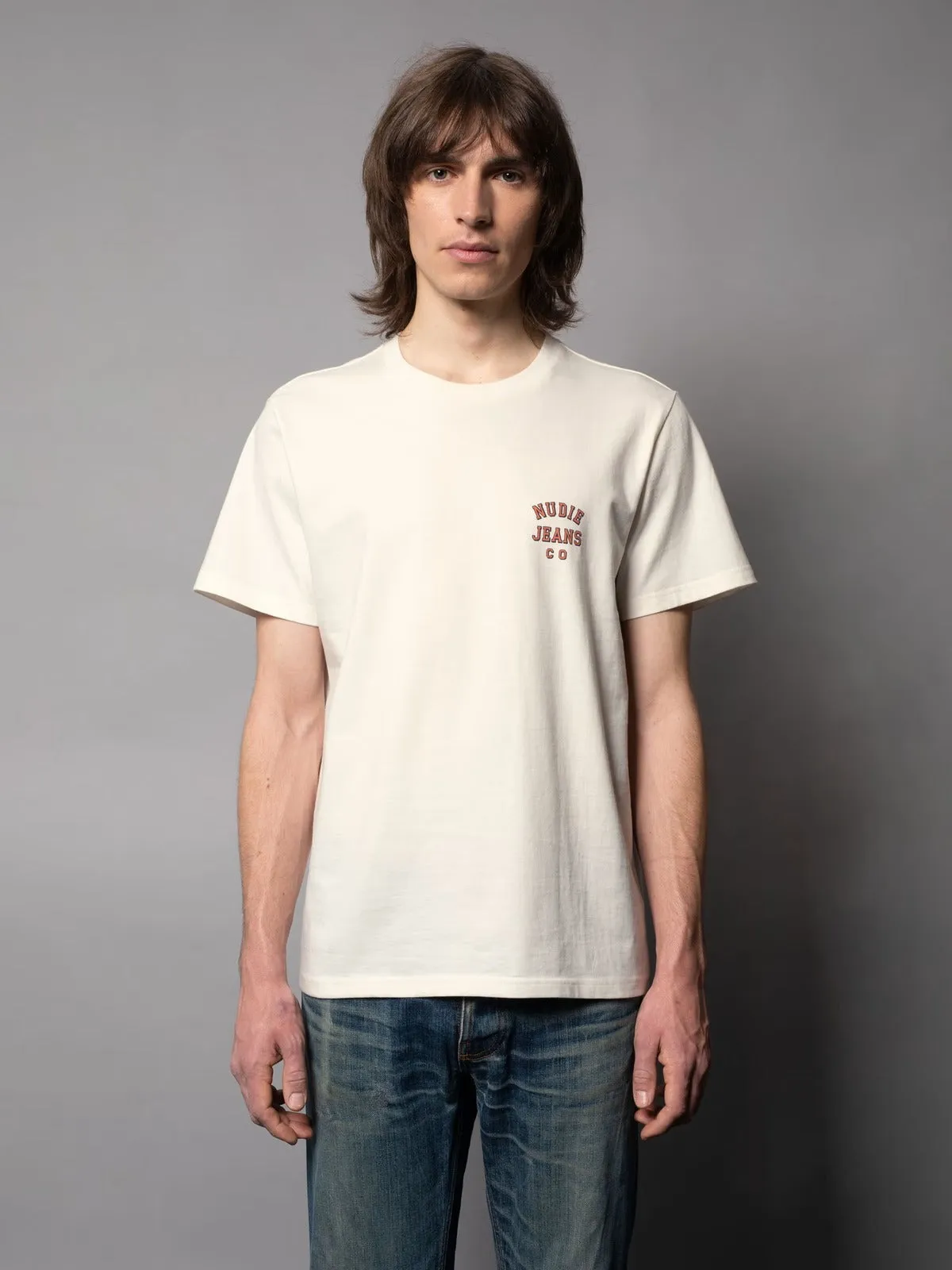 【Nudie Jeans】公平貿易有機棉LOGO T-shirt Roy Logo Tee Offwhite sold by Blue Beach Denim product image thumbnail 5