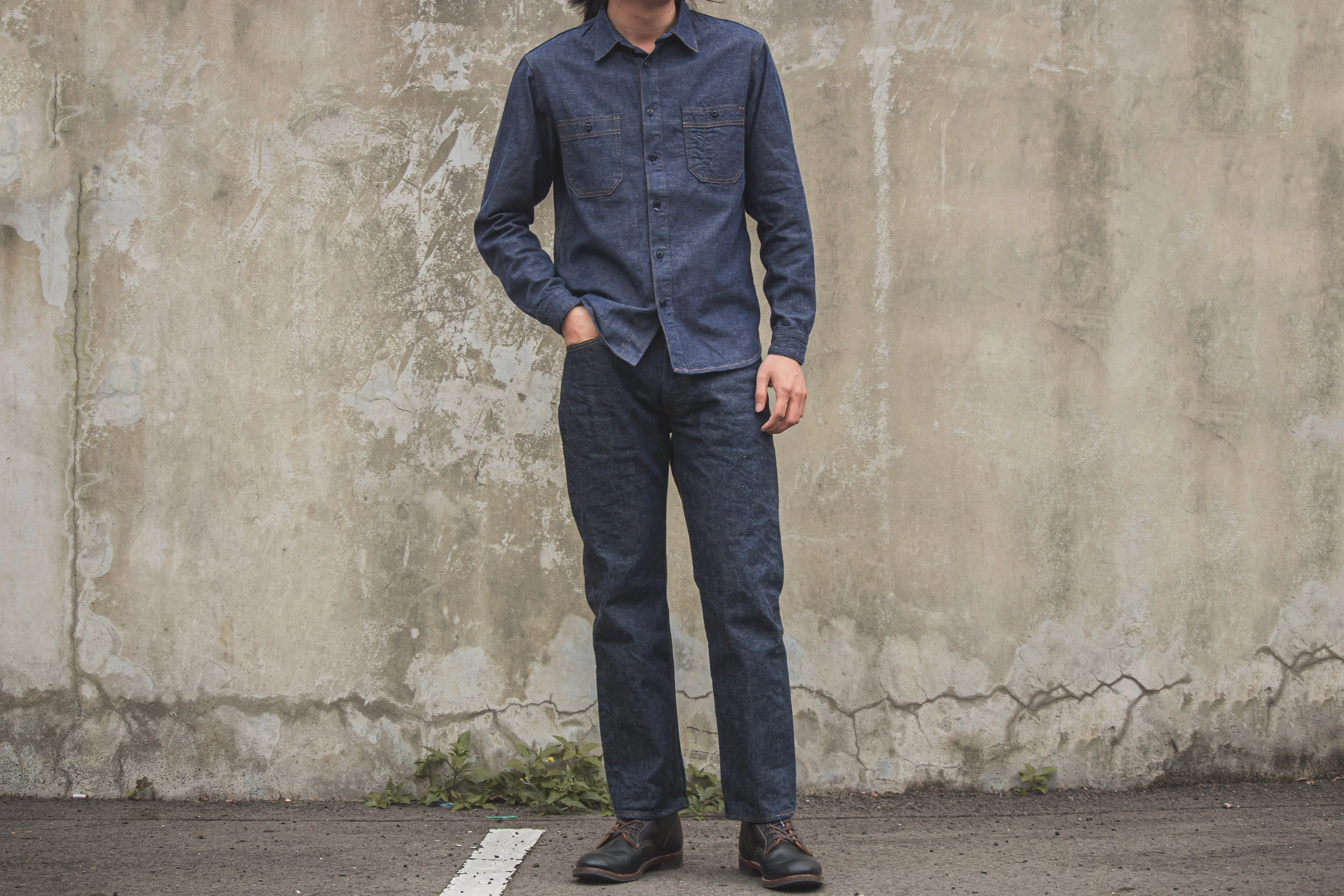 【Benzak Denim Developers】日本單寧左斜紋布襯衫 6.5oz. BWS-02 UTILITY SHIRT LHT selvedge denim sold by Blue Beach Denim product image thumbnail 2