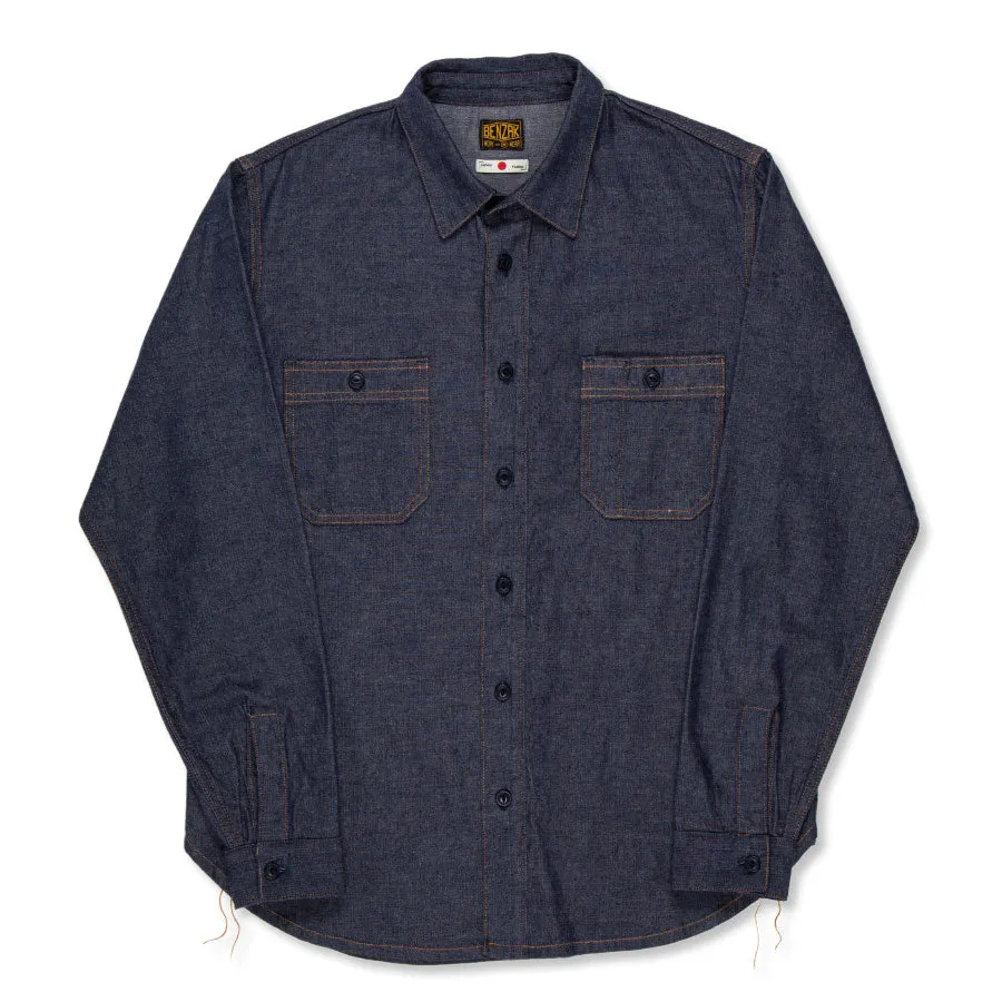 【Benzak Denim Developers】日本單寧左斜紋布襯衫 6.5oz. BWS-02 UTILITY SHIRT LHT selvedge denim sold by Blue Beach Denim