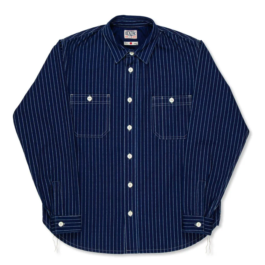 【Benzak Denim Developers】日本藍染帆布襯衫 9oz. BWS-02 UTILITY SHIRT wabash indigo selvedge canvas sold by Blue Beach Denim