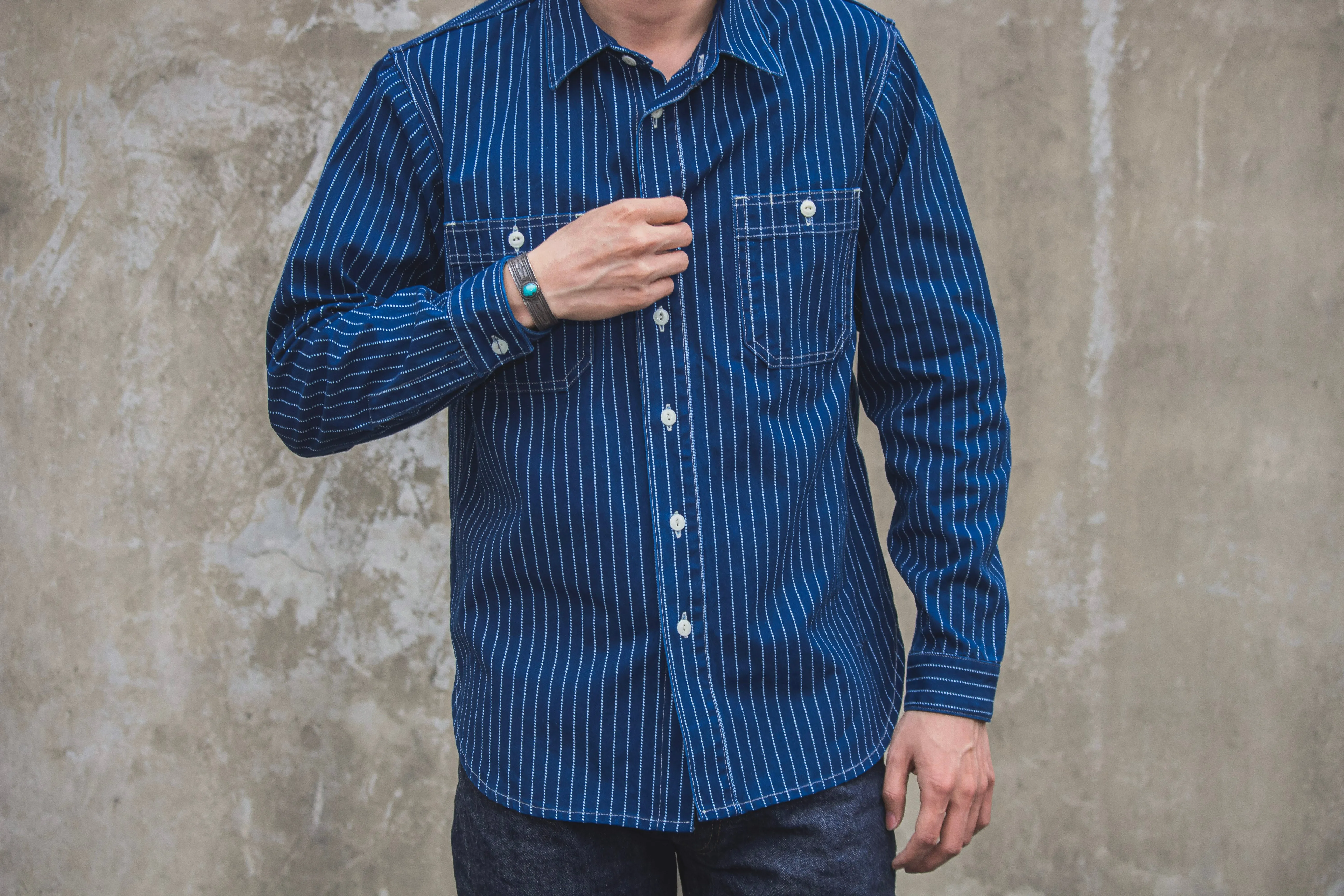 【Benzak Denim Developers】日本藍染帆布襯衫 9oz. BWS-02 UTILITY SHIRT wabash indigo selvedge canvas sold by Blue Beach Denim product image thumbnail 5