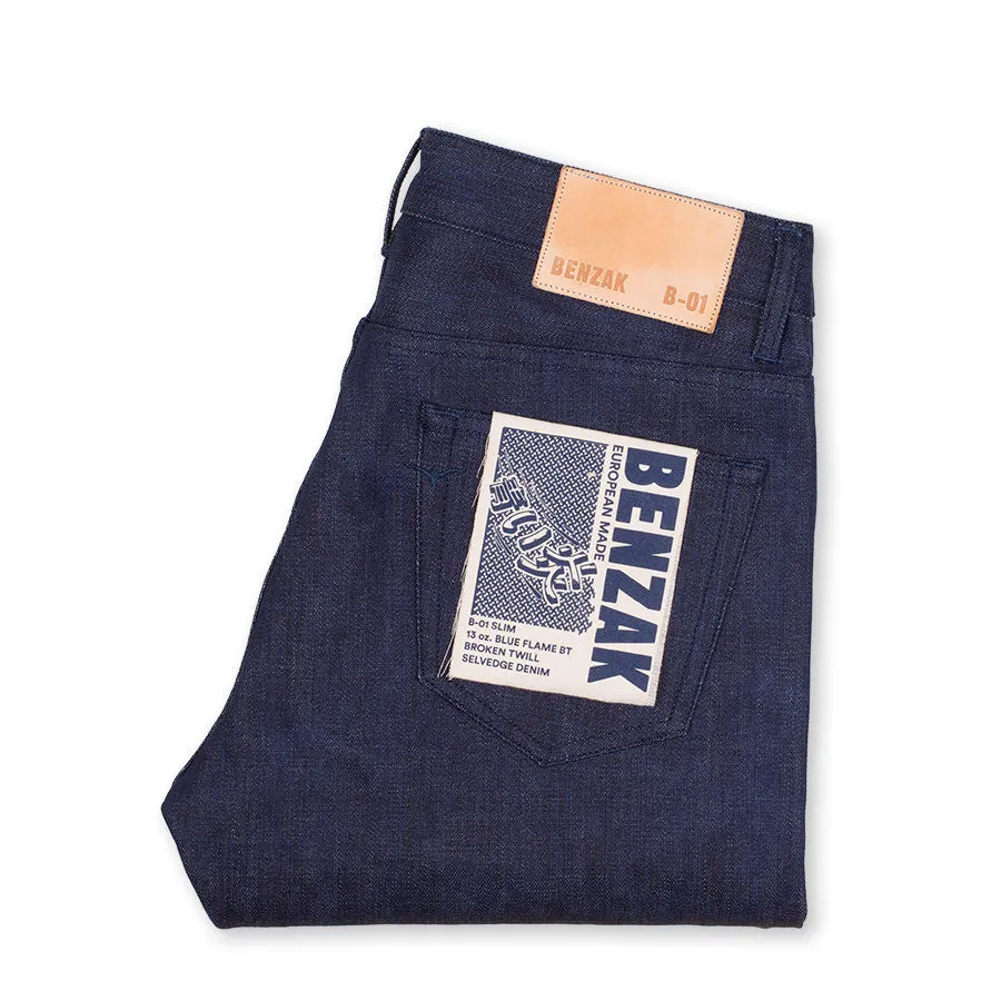 【Benzak Denim Developers】特殊火焰紋 經典上寬下窄 13oz / B-01 blue flame BT selvedge sold by Blue Beach Denim