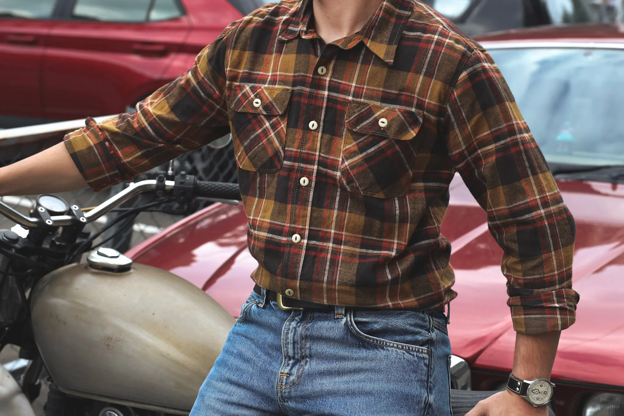 【Freenote】Jepson Brown Plaid Shirt / 麻質苧麻混紡 輕磅法蘭絨格紋襯衫 sold by Blue Beach Denim product image thumbnail 3