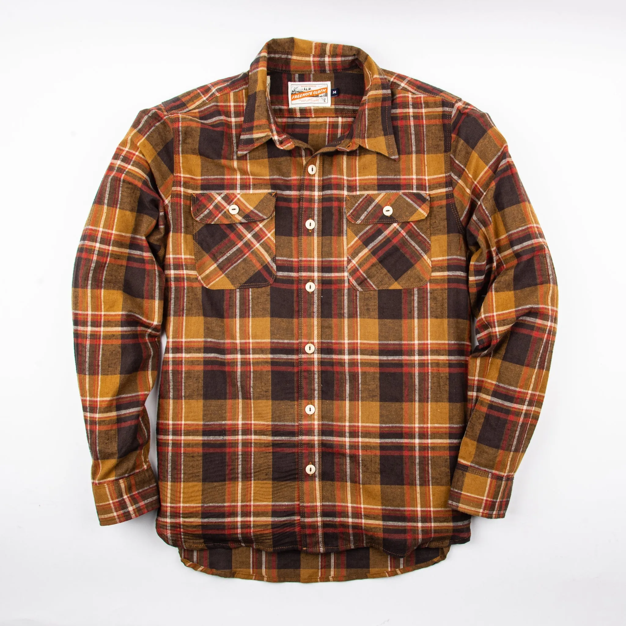 【Freenote】Jepson Brown Plaid Shirt / 麻質苧麻混紡 輕磅法蘭絨格紋襯衫 sold by Blue Beach Denim