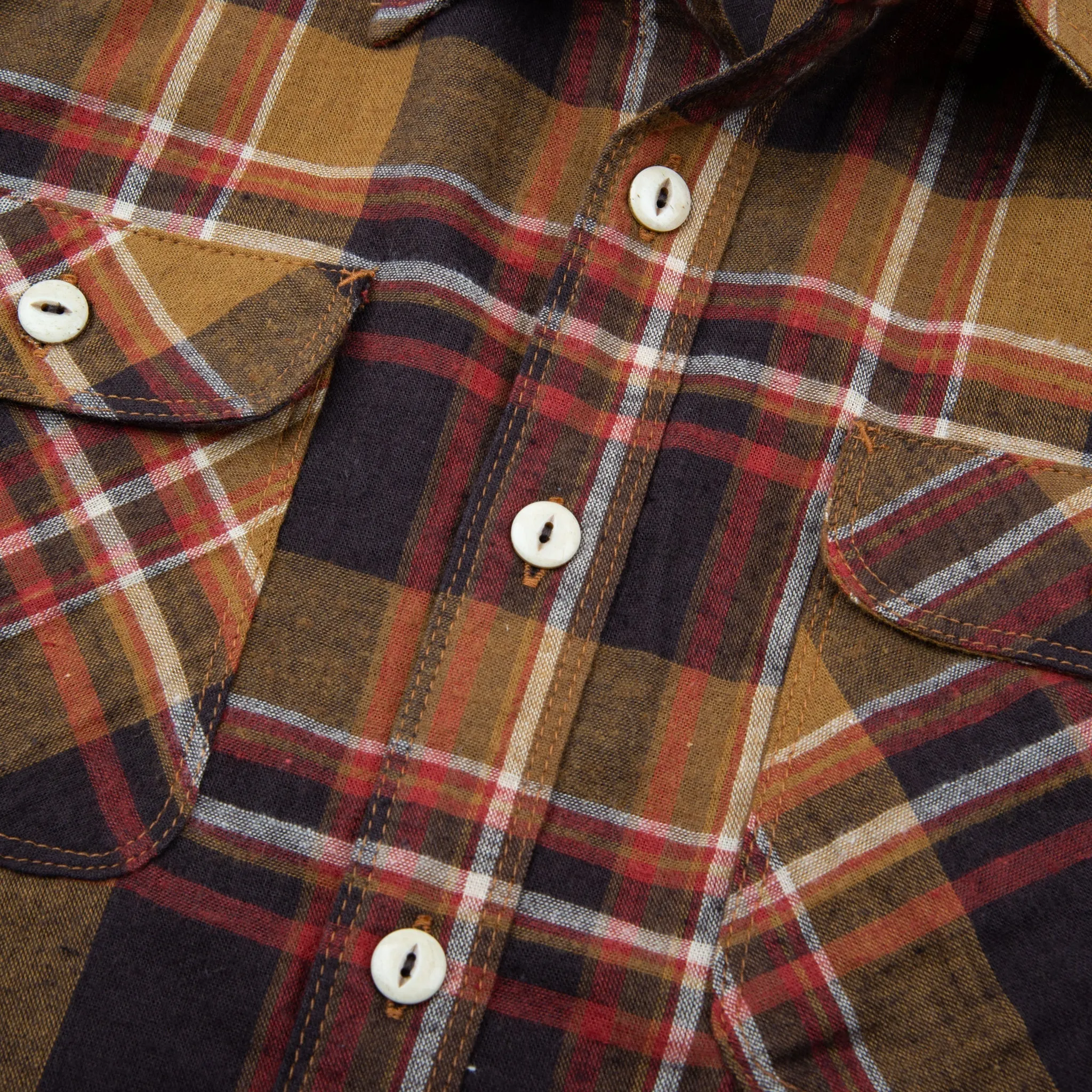【Freenote】Jepson Brown Plaid Shirt / 麻質苧麻混紡 輕磅法蘭絨格紋襯衫 sold by Blue Beach Denim product image thumbnail 5