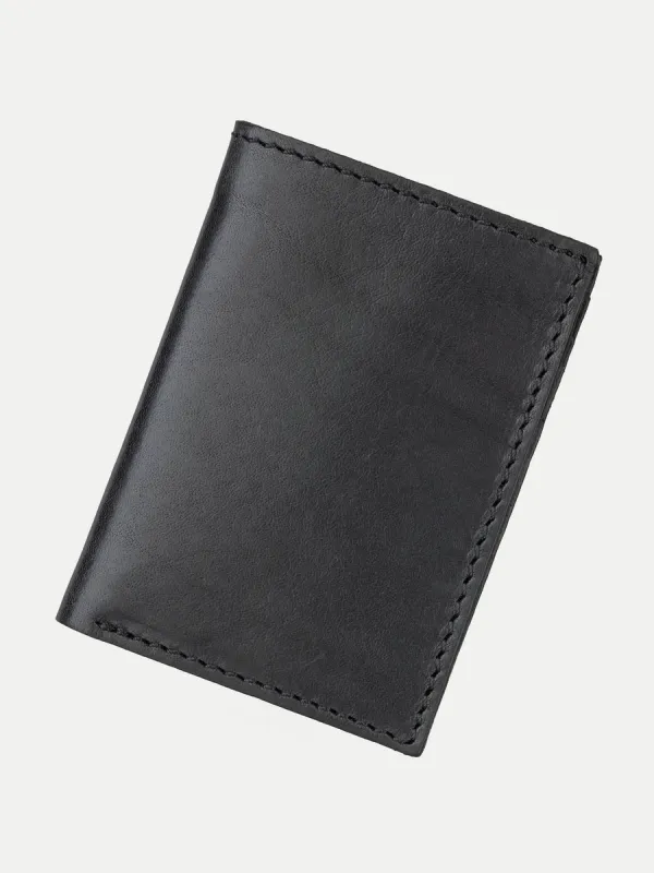 【Nudie Jeans】植鞣馬鞍皮短夾 黑色 皮革原色／Hagdahl Wallet Saddle Leather sold by Blue Beach Denim