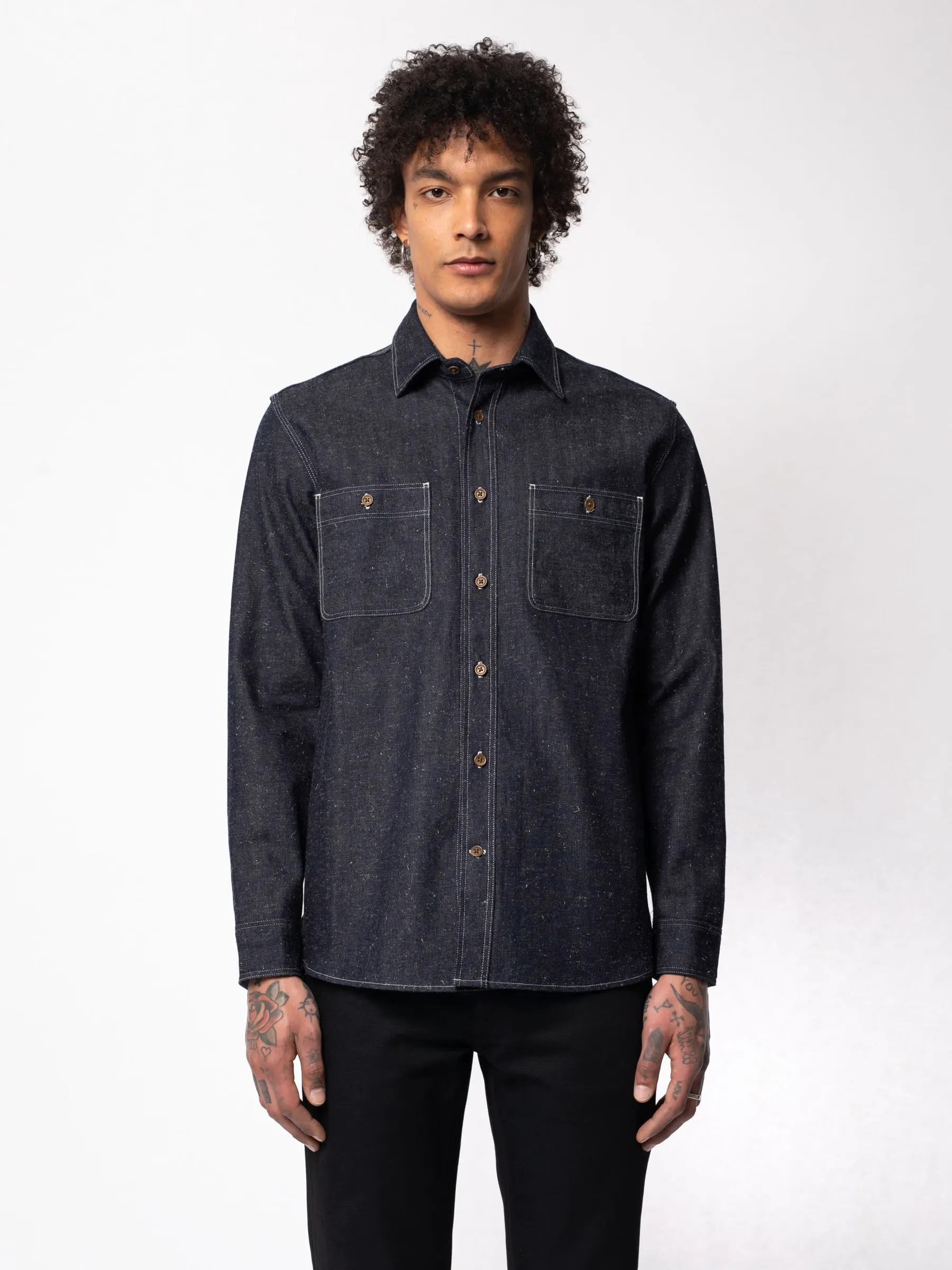 【Nudie Jeans】Sven Dry Bamboo Selvage Shirt 7.1oz / 特殊竹纖維混紡 白耳布邊襯衫 sold by Blue Beach Denim product image thumbnail 2
