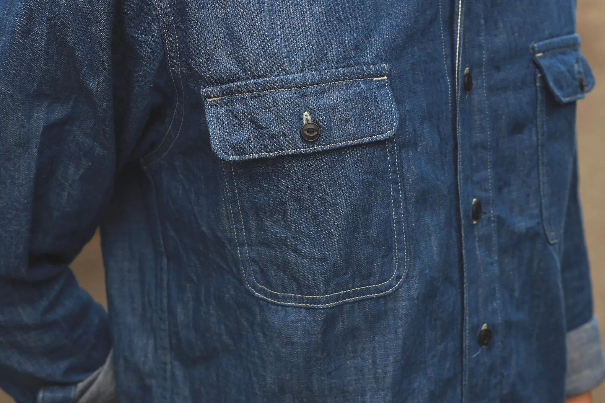 【Benzak Denim Developers】復古日本布工裝襯衫 6.5oz BWS-01 Vintage Blue Work Shirt sold by Blue Beach Denim product image thumbnail 5