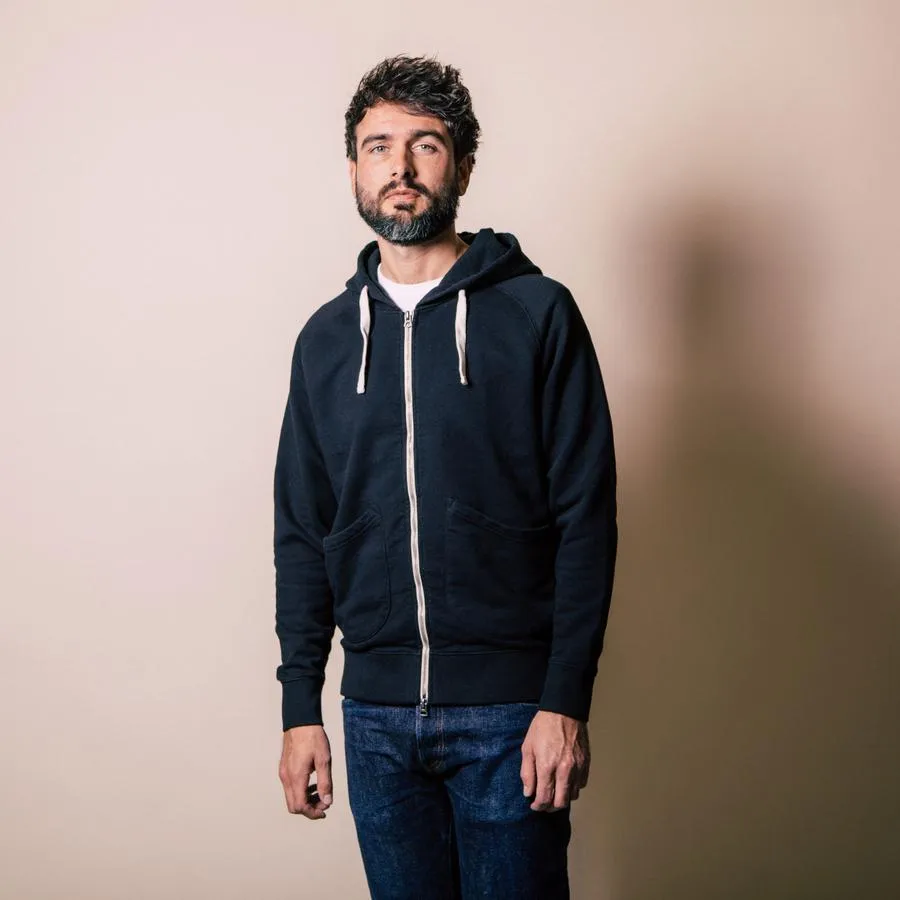 【Benzak Denim Developers】厚磅魚鱗布 拉鍊連帽上衣 黑色 燕麥色/BS-10 Zip-Up Hoodie sold by Blue Beach Denim product image thumbnail 2