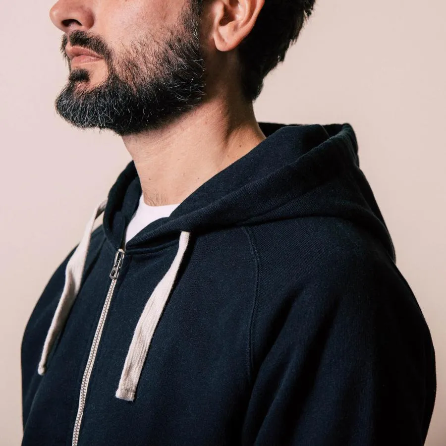 【Benzak Denim Developers】厚磅魚鱗布 拉鍊連帽上衣 黑色 燕麥色/BS-10 Zip-Up Hoodie sold by Blue Beach Denim product image thumbnail 3