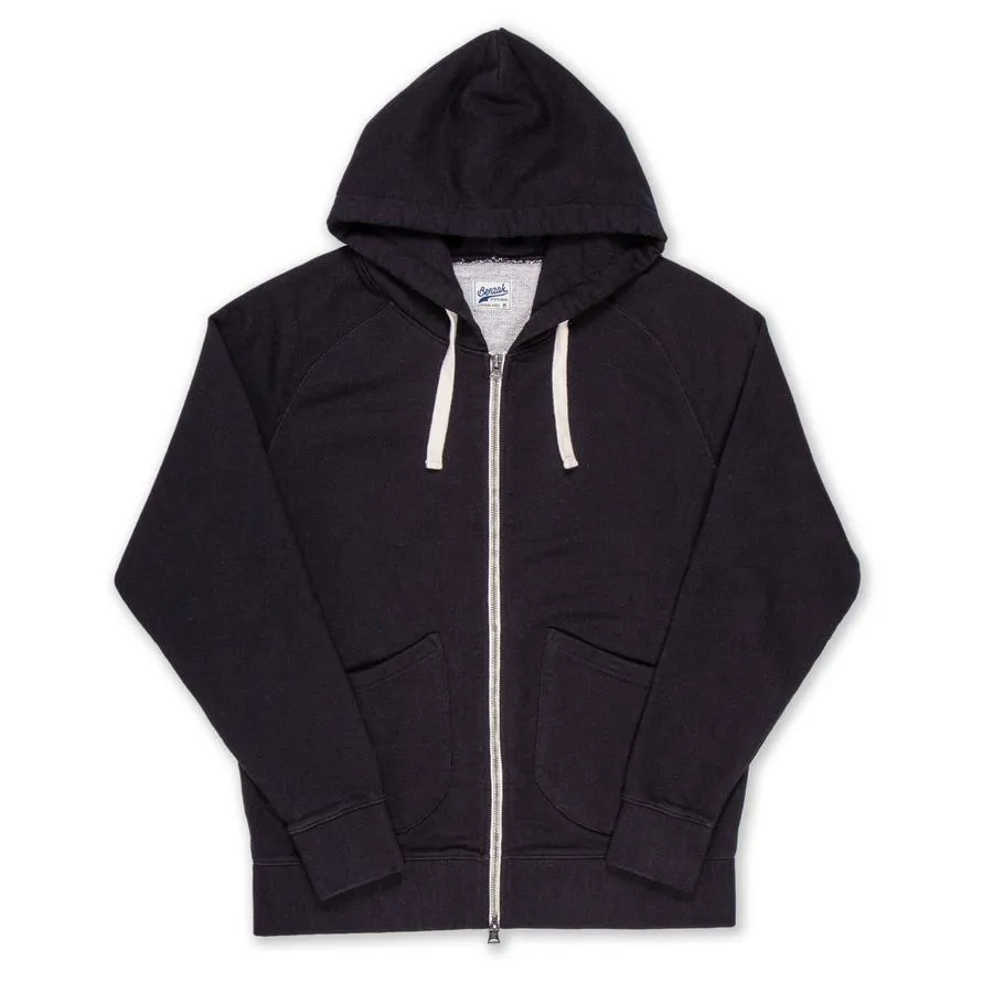 【Benzak Denim Developers】厚磅魚鱗布 拉鍊連帽上衣 黑色 燕麥色/BS-10 Zip-Up Hoodie sold by Blue Beach Denim