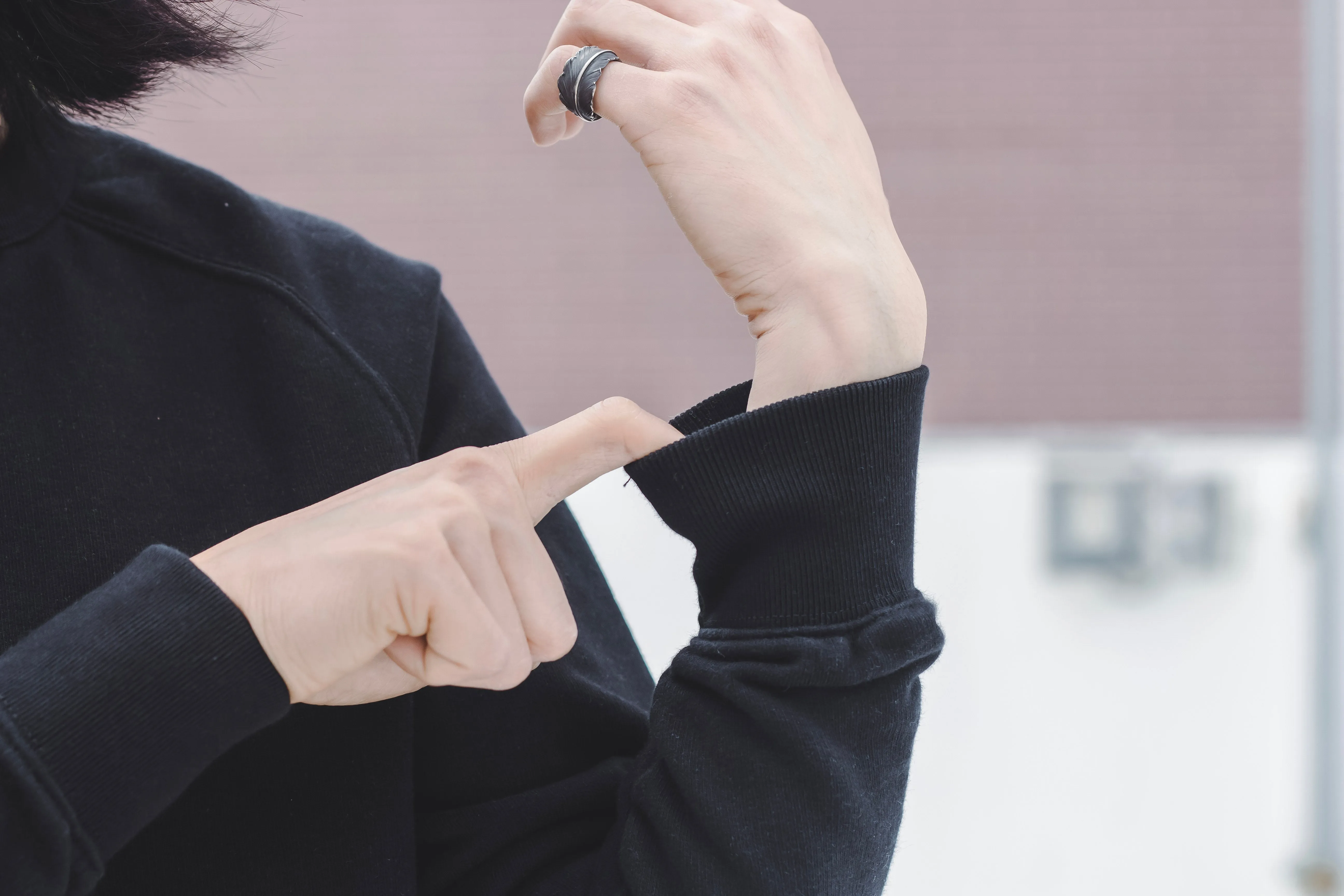 【Benzak Denim Developers】厚磅圓領 拉克蘭運動上衣 黑色 灰色/BS-09 Crew Neck Sweat sold by Blue Beach Denim product image thumbnail 4