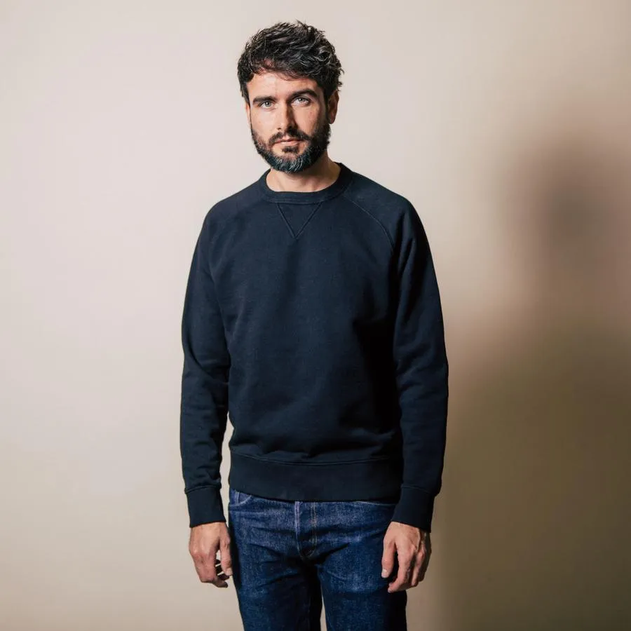 【Benzak Denim Developers】厚磅圓領 拉克蘭運動上衣 黑色 灰色/BS-09 Crew Neck Sweat sold by Blue Beach Denim product image thumbnail 2