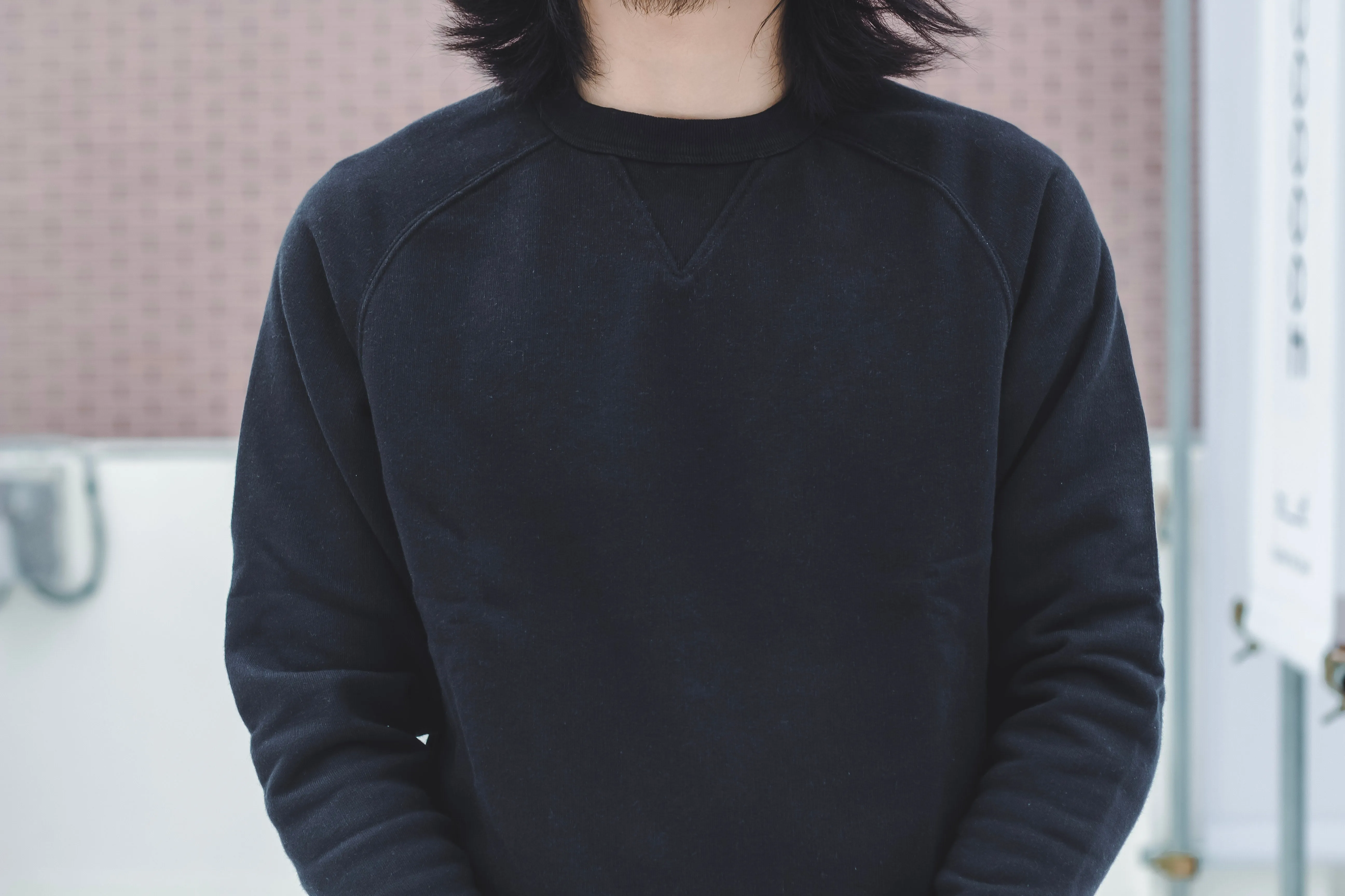 【Benzak Denim Developers】厚磅圓領 拉克蘭運動上衣 黑色 灰色/BS-09 Crew Neck Sweat sold by Blue Beach Denim product image thumbnail 5