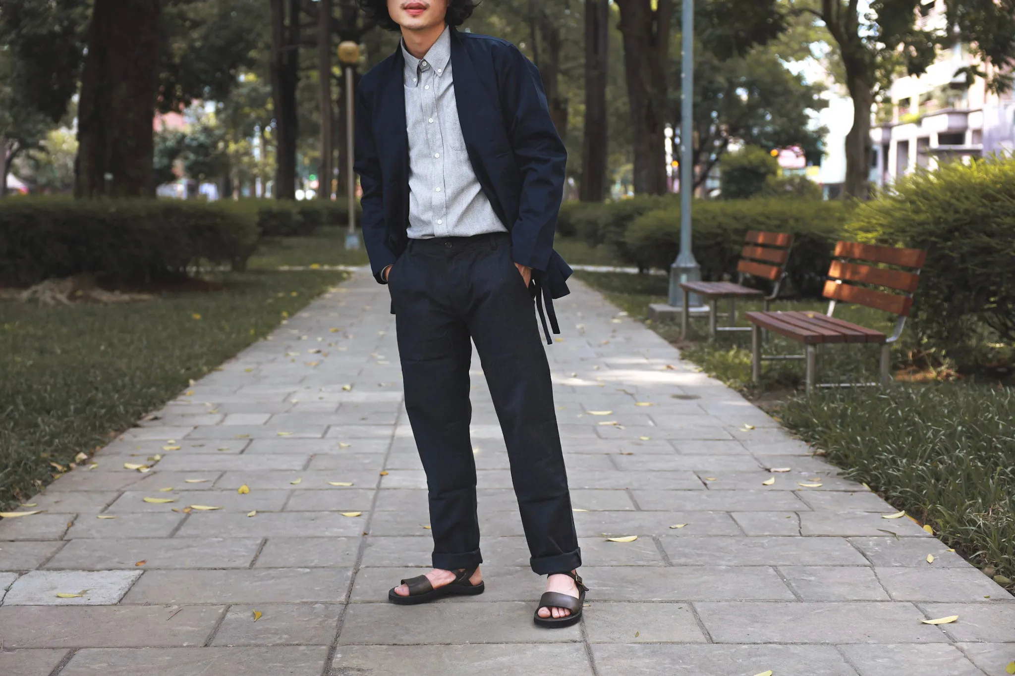 【Universal Works】雙色撚紗 低腰修身直筒斜紋褲 炭灰雙色/Marl Twill Aston Pant sold by Blue Beach Denim product image thumbnail 3